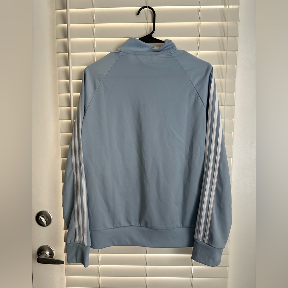 Adidas Athletic Track Jacket Classic Full Zip Wonder Blue Lightweight Large - Picture 5 of 6